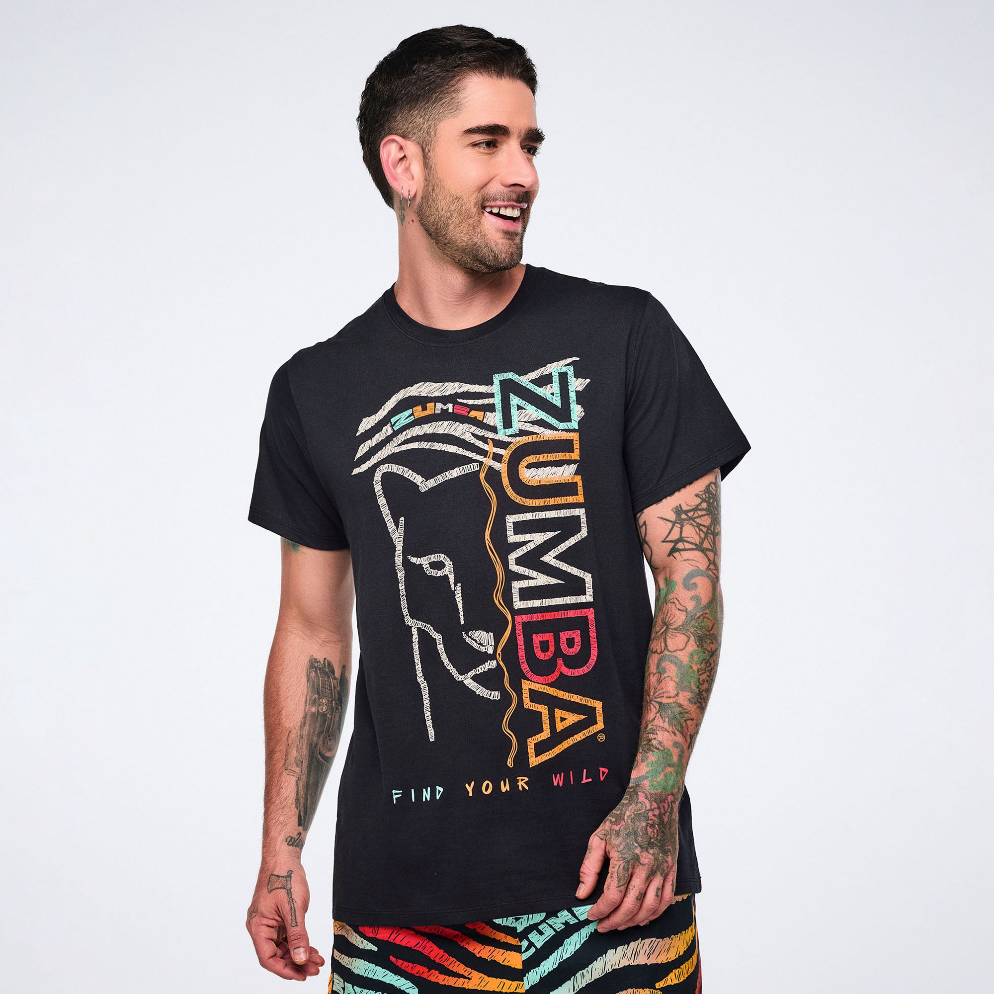 Koszulka unisex czarna safari print