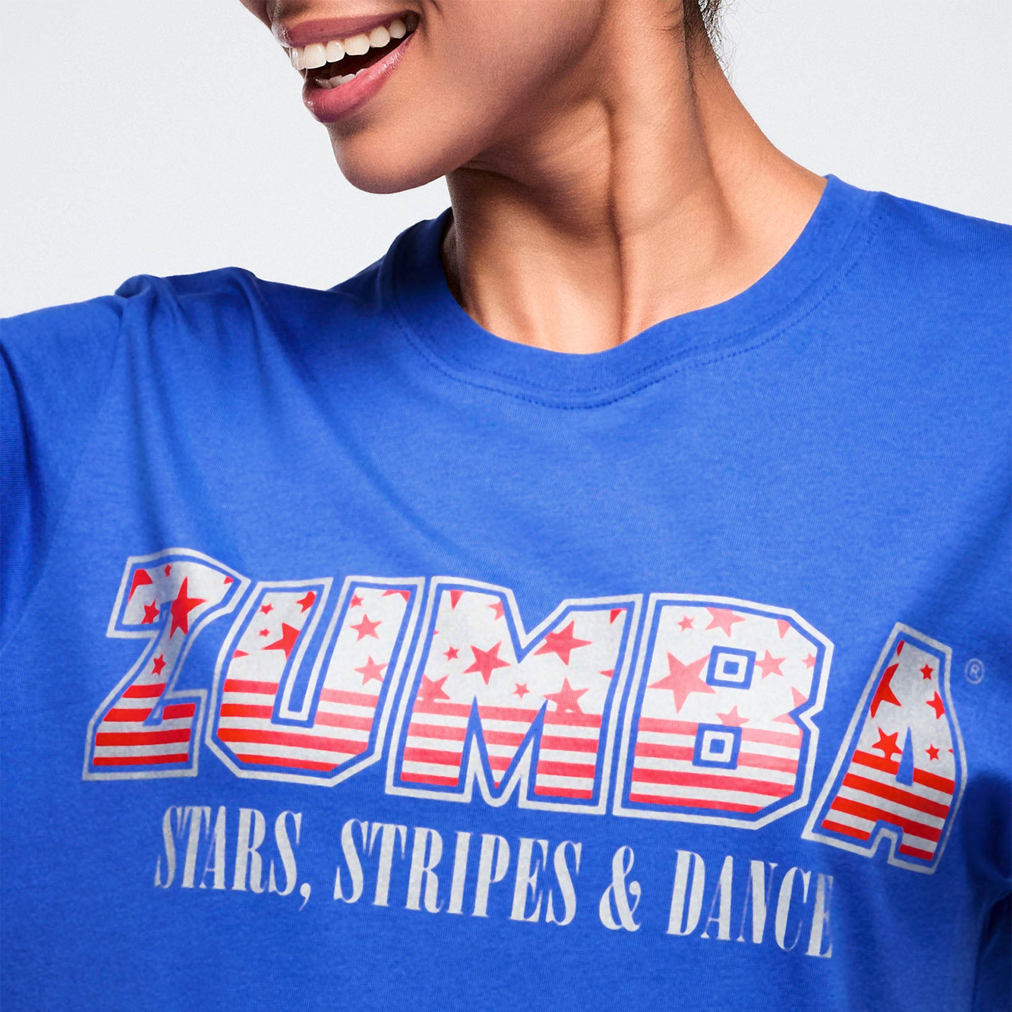 Niebieski T-shirt Zumba z nadrukiem