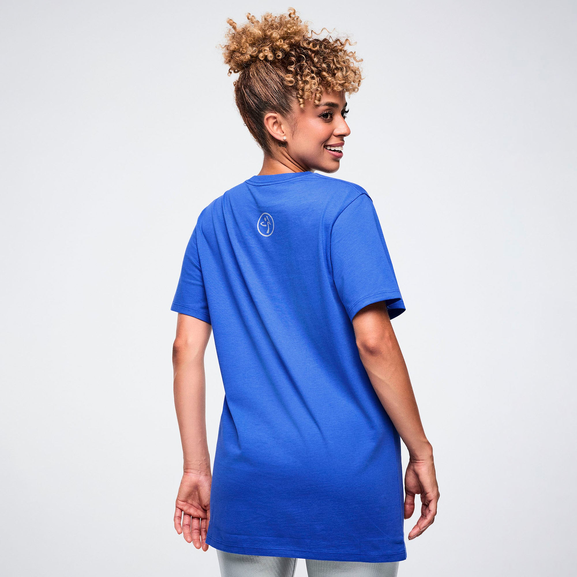 Niebieski T-shirt Zumba z nadrukiem