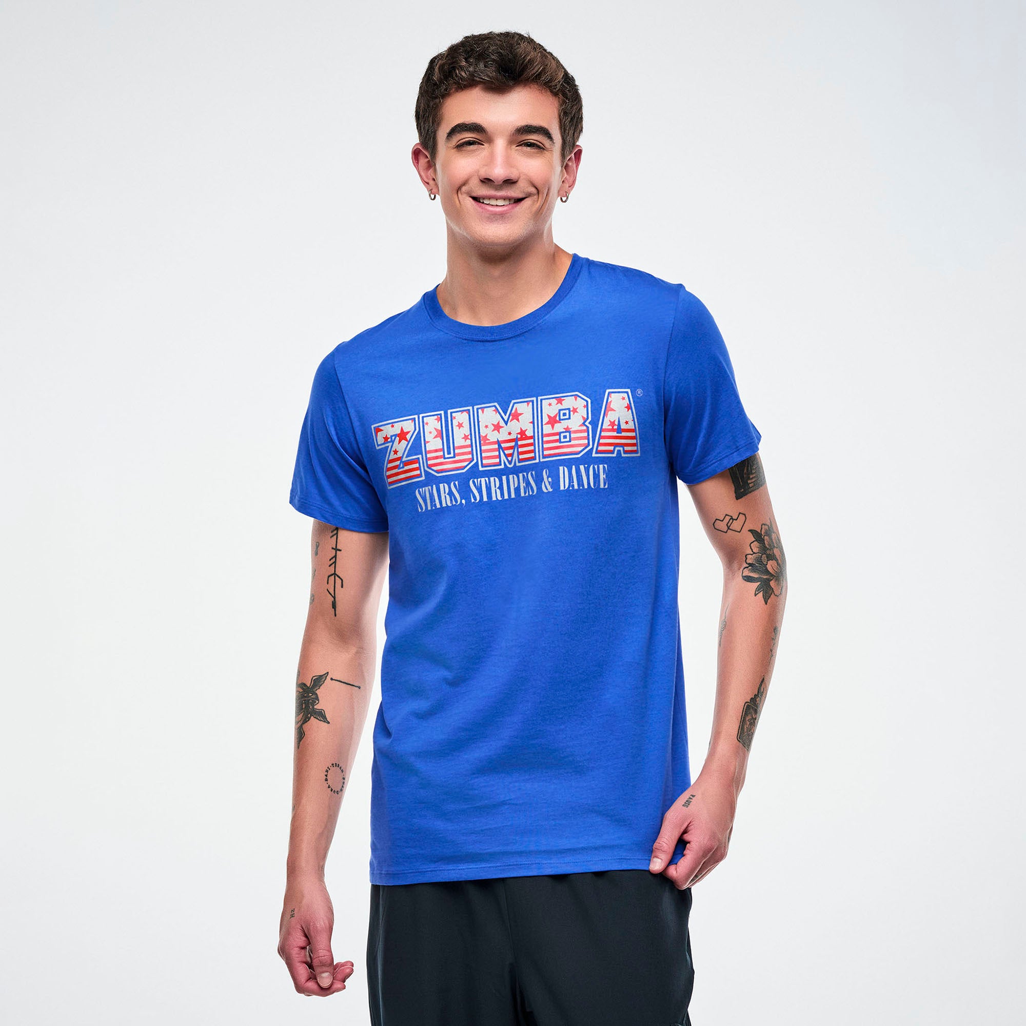 Niebieski T-shirt Zumba z nadrukiem