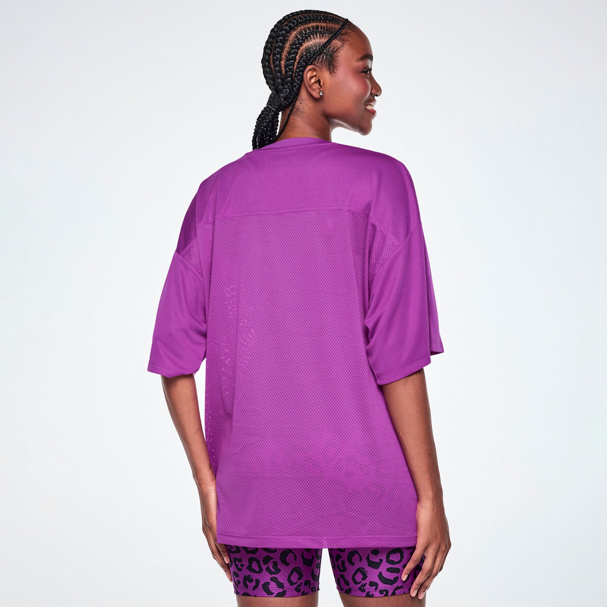 Fioletowa koszulka mesh oversize