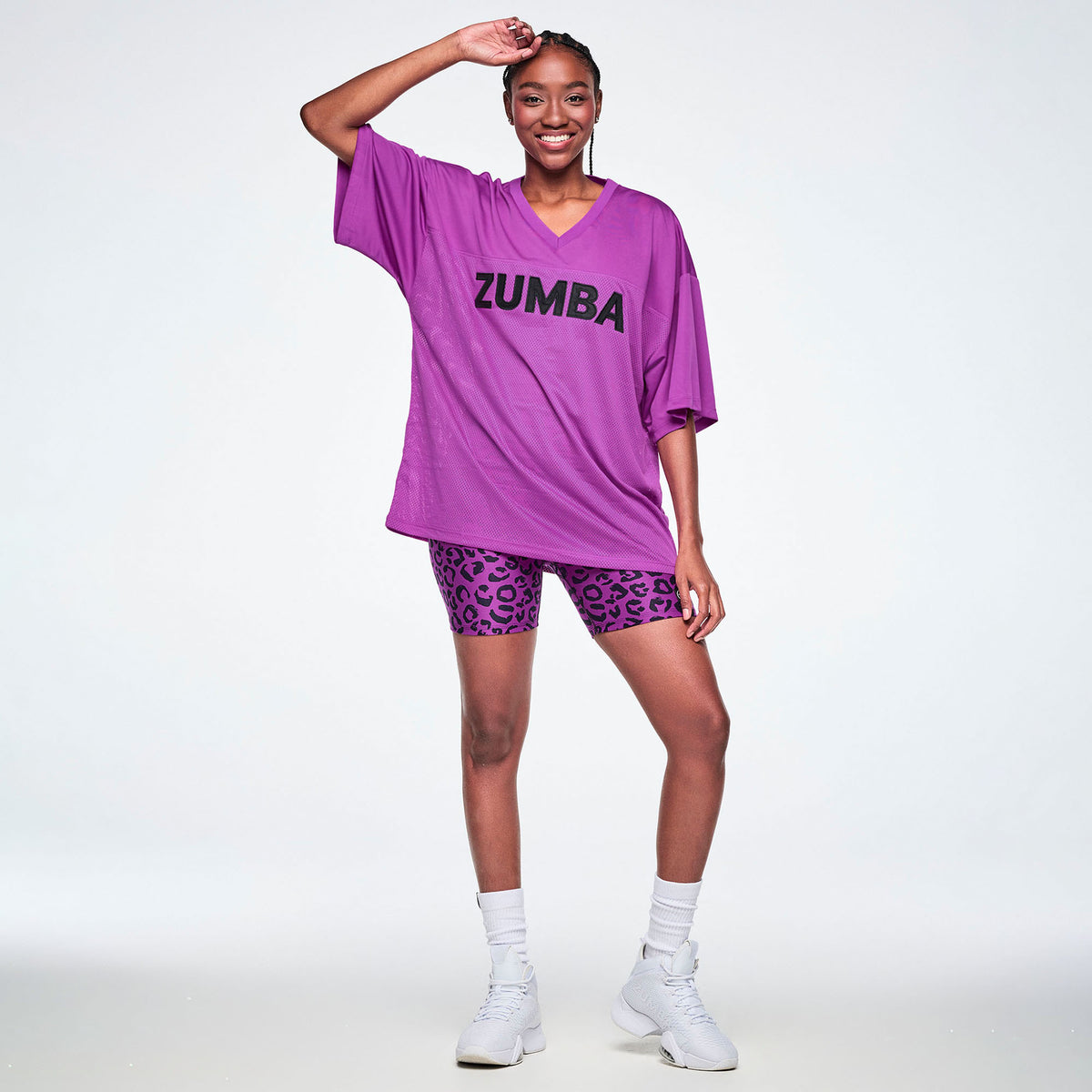 Fioletowa koszulka mesh oversize