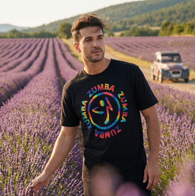 Czarny T-shirt unisex z kolorowym logo