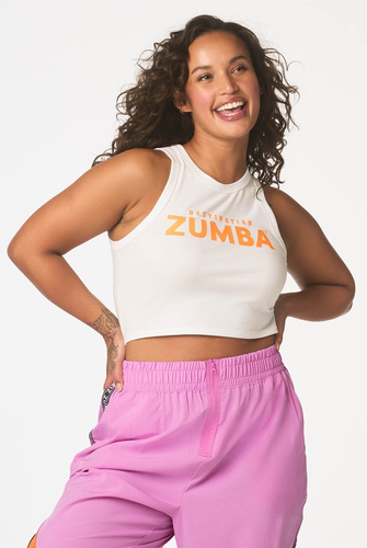Crop sportowy biały Zumba Destination