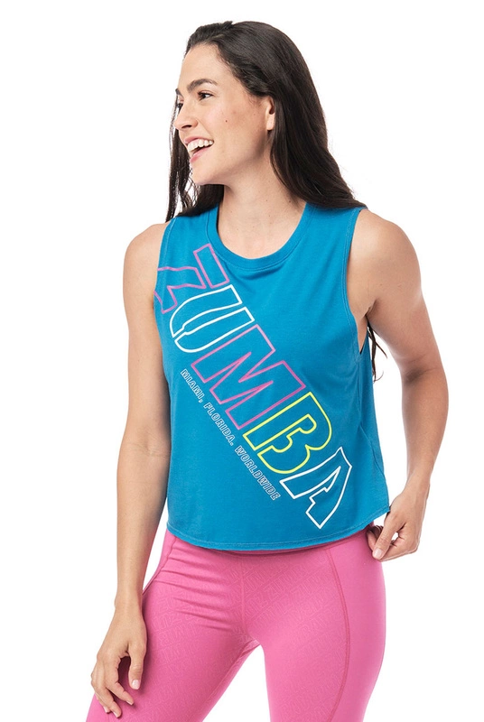 Koszulka sportowa niebieska na ramiączkach Zumba Dance Co.