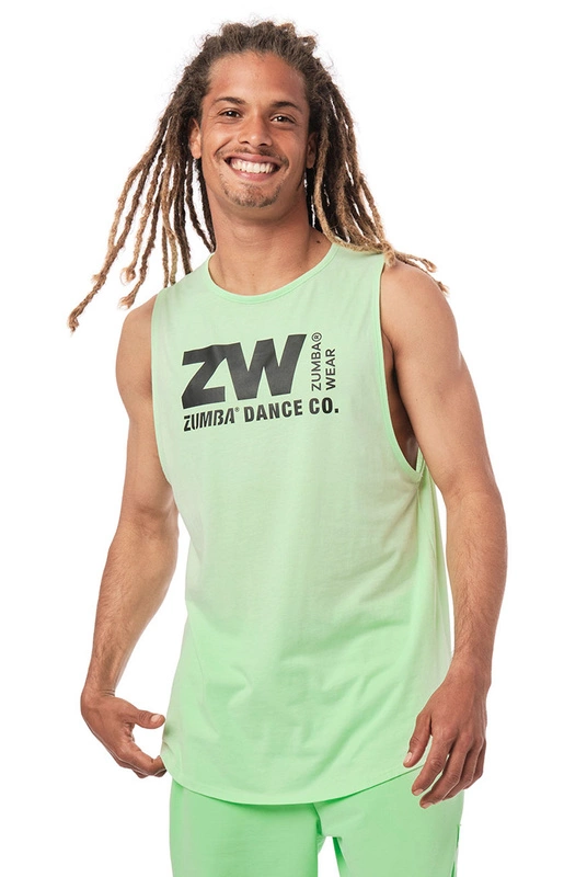 Koszulka sportowa limonkowa na ramiączkach Zumba Happy 