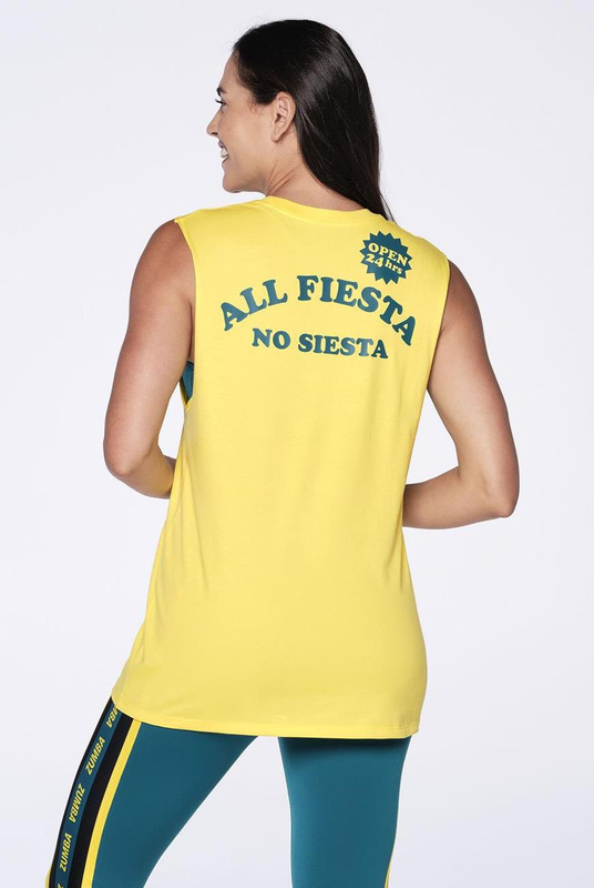 Koszulka żółta bez rękawów Zumba All Fiesta No Siesta