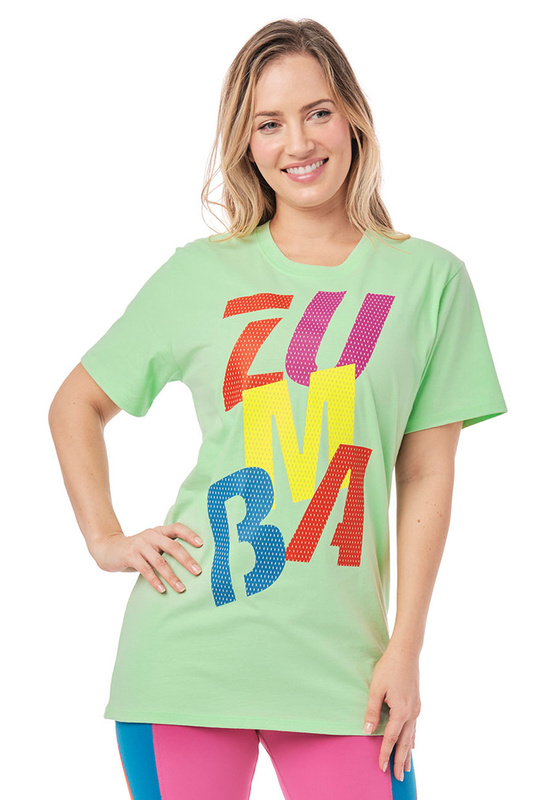 Koszulka sportowa zielona, t-shirt, Zumba Happy Tee