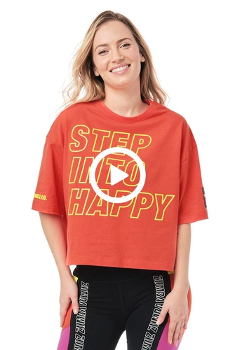 Koszulka sportowa pomarańczowa Zumba Step Into Happy