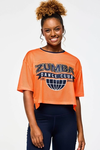 Crop top z siateczki pomarańczowa Zumba Victory