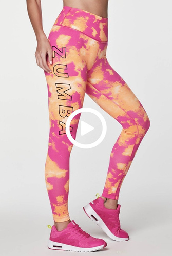 Legginsy z wysokim stanem różowe Zumba Move Tie-Dye