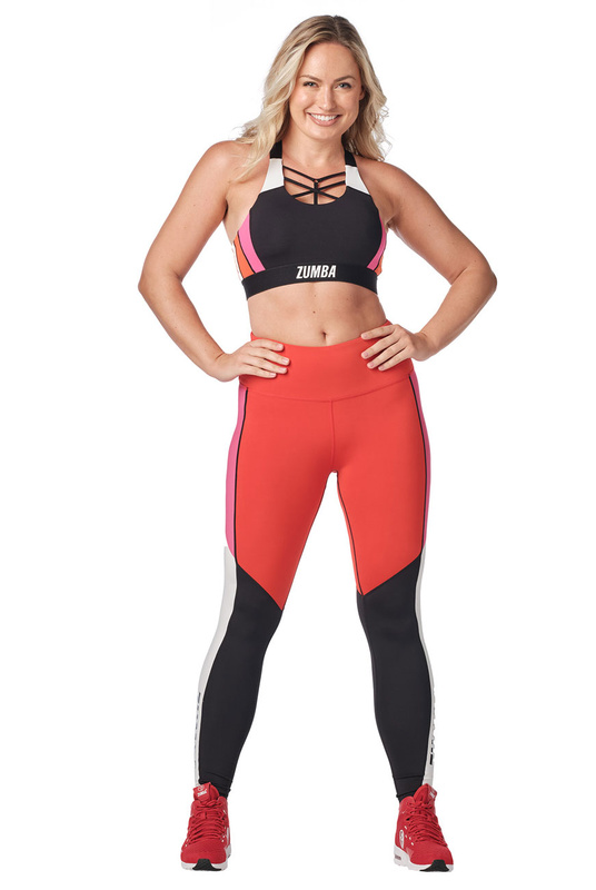 Legginsy sportowe z wysokim stanem multikolorowe Zumba Color Blocked