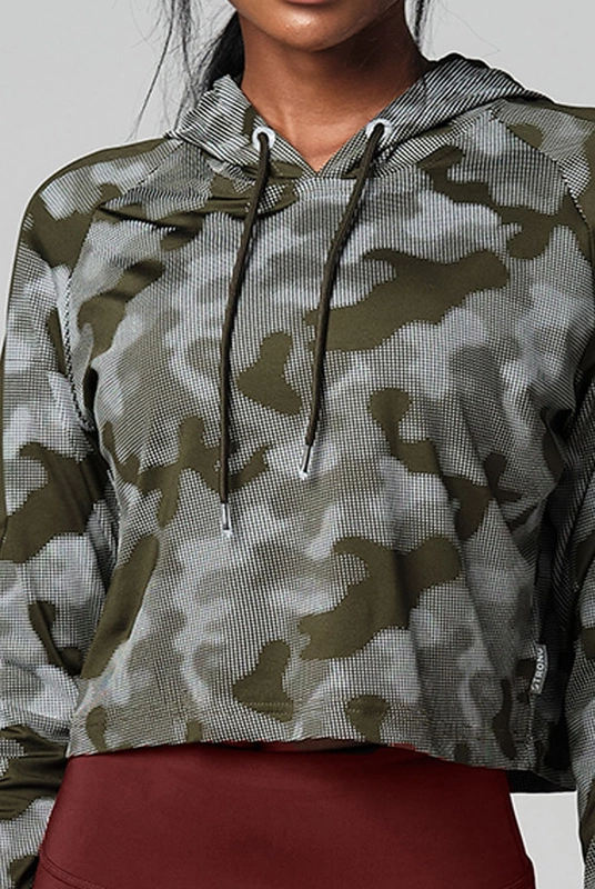 Bluza sportowa z kapturem odblaskowa, wzór moro STRONG ID