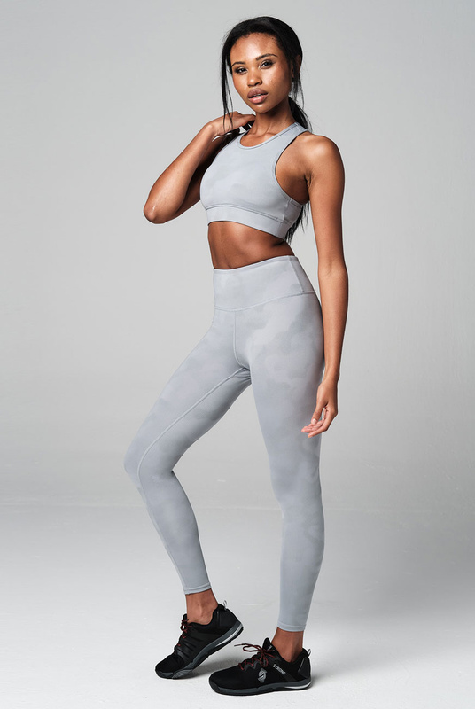 Legginsy damskie odblaskowe szare z wysokim stanem STRONG ID