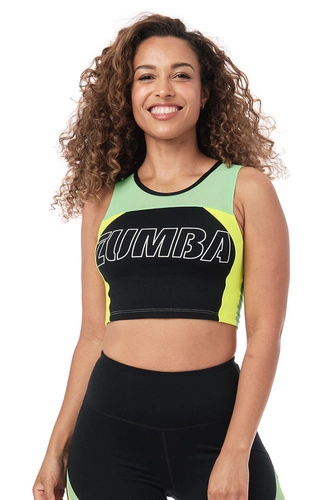 Crop tank czarny z siateczką Zumba Mesh