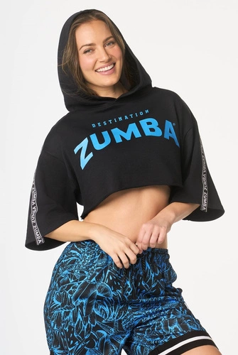 Crop top z kapturem czarny Zumba Destination