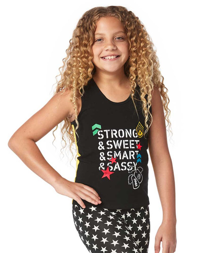 Koszulka młodzieżowa czarna Zumba Strong & Sweet RBT